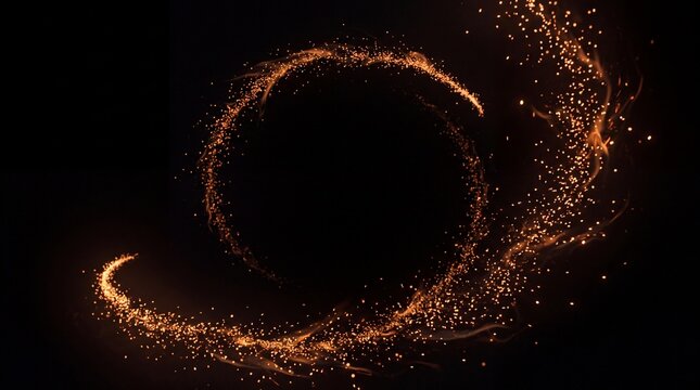 Glowing orange embers swirling in a spiral pattern against black