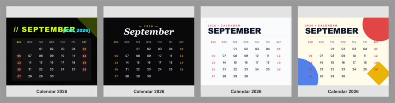 planner september 2026 bundle diary color template desk wall agenda corporate vector pastel typography office grid event tracker