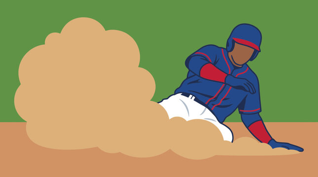 Baseball Player Sliding With Dust Cloud Effect