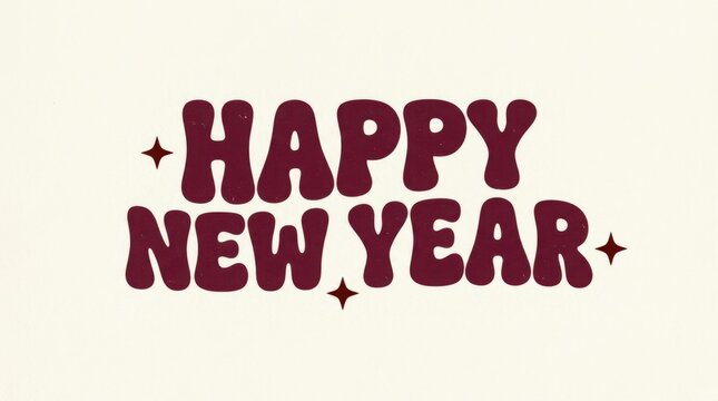 Retro Typography Happy New Year Cream Background