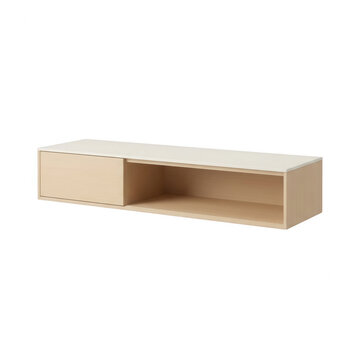 Estante de pared flotante de madera clara con superficie blanca, mueble organizador moderno y minimalista para almacenamiento en el hogar con dise&ntilde;o funcional y elegante
