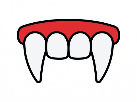 Vampire Teeth Fangs Halloween Cartoon Icon Isolated on White Background
