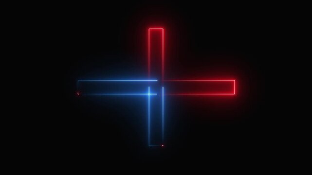 Neon glowing plus symbol icon simple positive plus 4k icon video.