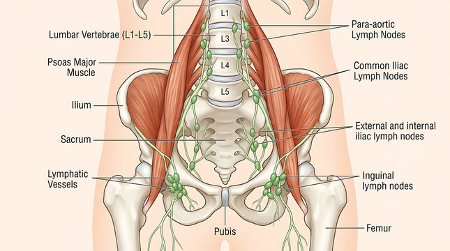 Detailed anatomical of human pelvic lymphatic system