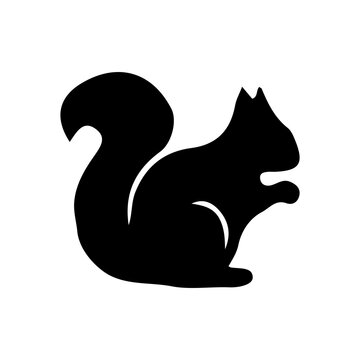 Cute Squirrel Silhouette Vector Wild Animal Rodent Clipart Illustration