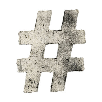 Grunge hashtag symbol  Isolated on transparent Background