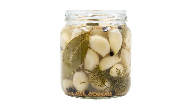 Pickled Garlic Cloves Herbs Isolated On Transparent Background