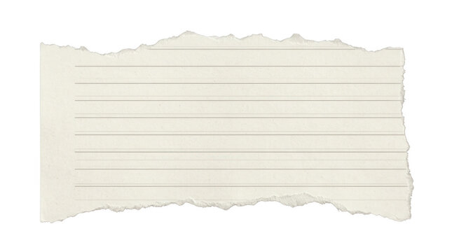 Un morceau de papier lign&eacute; d&eacute;chir&eacute; de couleur beige clair, isol&eacute; sur un fond blanc uni, id&eacute;al pour servir de fond de note, de m&eacute;mo ou de maquette.