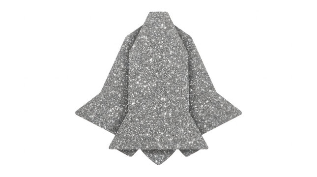 Une fus&eacute;e en origami gris avec une texture mouchet&eacute;e isol&eacute;e sur un fond blanc, repr&eacute;sentant un concept cr&eacute;atif de voyage spatial et d'exploration technologique minimaliste.