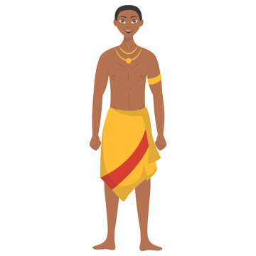 African Male Character with a Cartoon Design. Vector Illustration.
