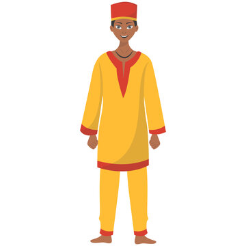 African Male Character with a Cartoon Design. Vector Illustration.