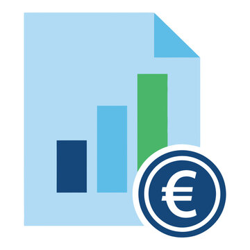 Euro currency symbol with bar graph on document