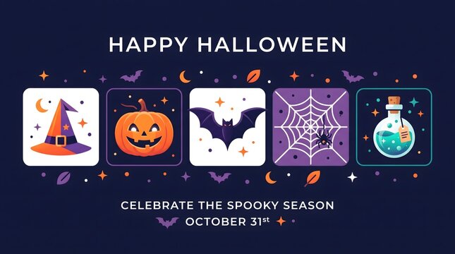 Happy Halloween Spooky Season Banner.