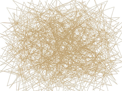 Un motif abstrait compos&eacute; de lignes fines et entrelac&eacute;es de couleur beige sur un fond blanc pur, cr&eacute;ant une texture complexe et dynamique pour des projets de design graphique.