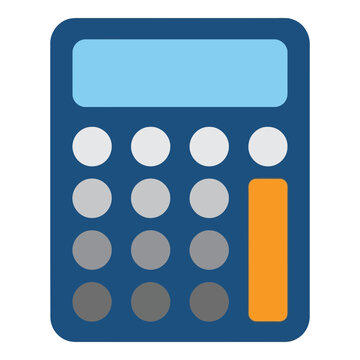 Calculator icon with blue and orange design elements