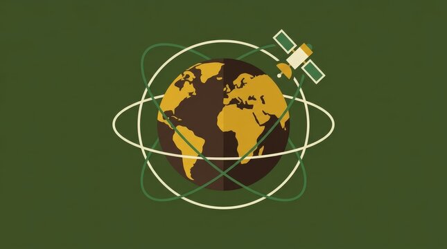Global Communication Network with Satellite Orbiting Earth-(Jaringan Komunikasi Global dengan Satelit Mengorbit Bumi)