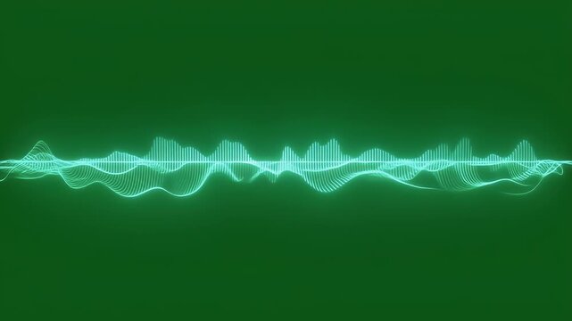 Four green screens display cyan waveforms oscillating against a dark green background.