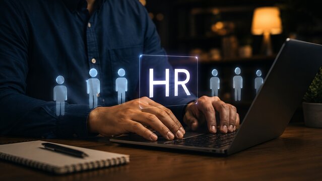 Human Resources Management and Employee Recruitment Concept with HR Team Selection and Digital Workforce Technology