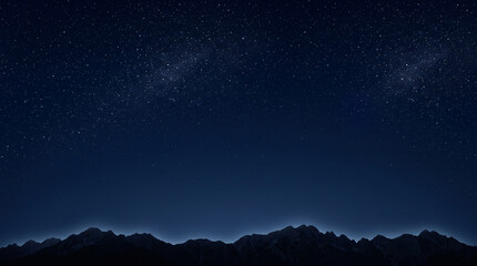 Fototapeta premium Beautiful starry night sky over dark mountain peaks. A breathtaking deep space background with stars and nebula.