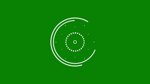 Circular ring animation, minimal target circle and dotted ring motion graphics on green background 4k