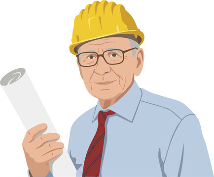 Construction worker and architect character set for site office environment design wall mural and building signage vector