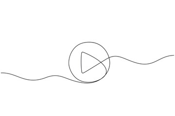 Obraz premium Play button continuous oneline drawing vector illustration