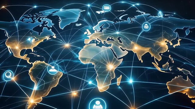 A digital representation of the Earth, illustrating global connections and digital networks.