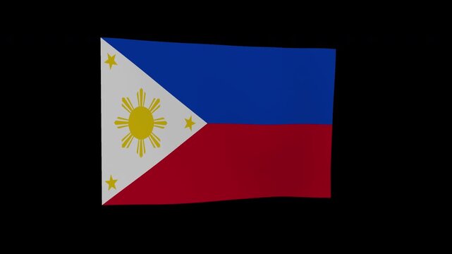 Isolated Drifting Philippines National Flag Loop Alpha Channel