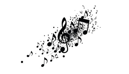 Obraz premium Notes swirl dynamically across the plain field creating an energetic musical composition.