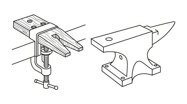Engineering blueprint of mechanical clamping fixture for industrial manufacturing process