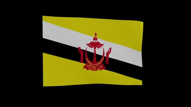 Textured Drifting Brunei National Flag Loop Alpha Channel