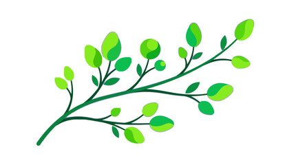 Obraz premium Green Leafy Branch Flat Vector Illustration