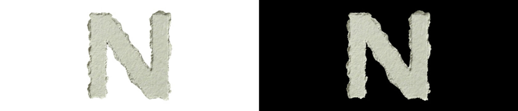 A large gray letter N on a split white and black background on transparent background