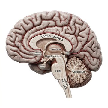 Comprehensive scientific illustration of human cerebral cortex structure and lobes