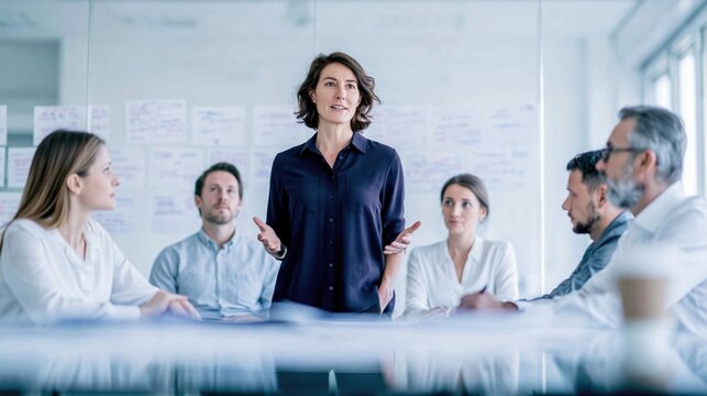 Engaging Presentation in Modern Glass Meeting Room
