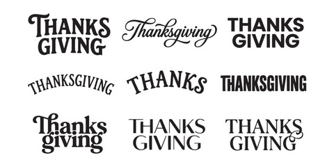 Fototapeta premium Vintage thanksgiving text designs in black