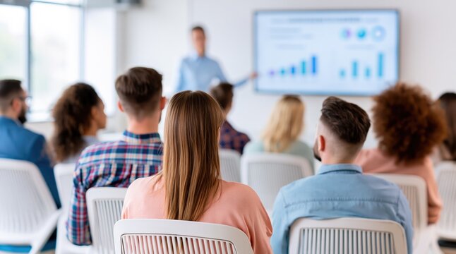 Diverse Professionals Engaged in Modern Workspace Presentation