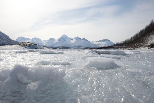 Frozen Alaskan lake
