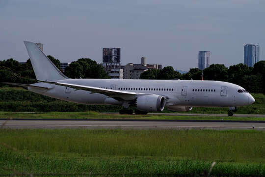 伊丹空港・滑走路へタキシングする旅客機