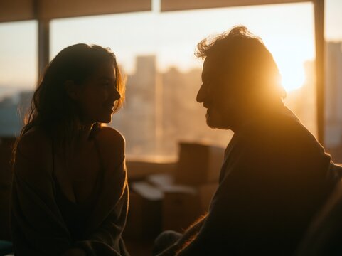 Emotional Moment Between Father and Daughter in Living Room