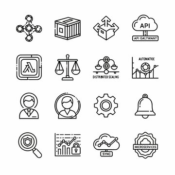 Technology and business icons for digital workflows