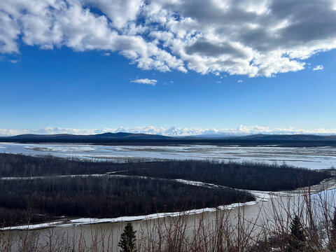 Mountains behind the Delta River in Alaska