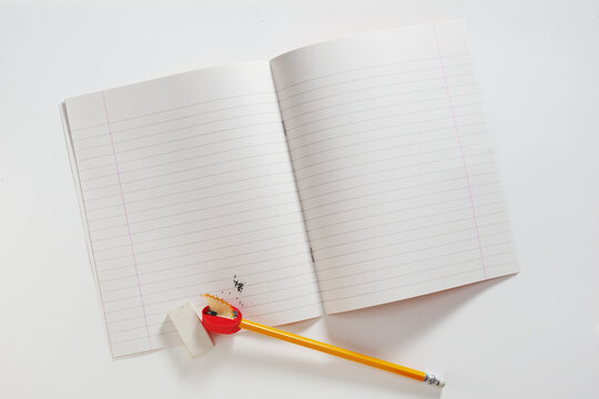 Open Blank Lined School Notebook