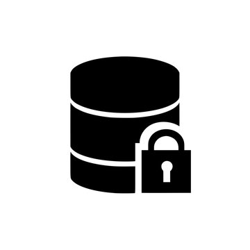 Database Server Icon with Padlock Security Symbol