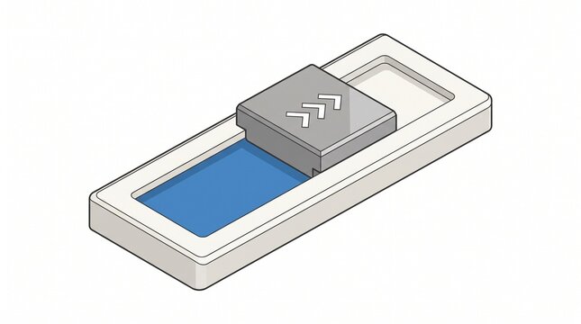 Isometric slider button icon for mobile app interface or web UI design element