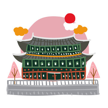 Gyeongbokgung palace landmark vector illustration