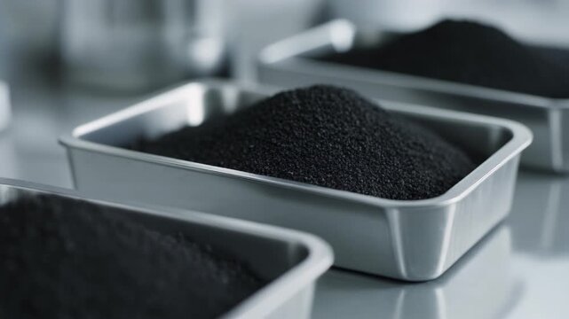 Black Granular Material Samples for Battery Recycling and Material Recovery