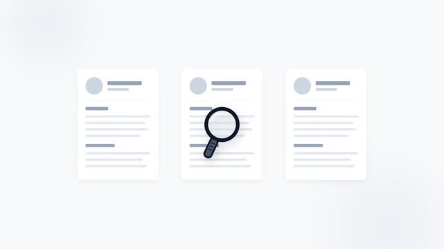 Successful digital document review and approval workflow with magnifying glass icon