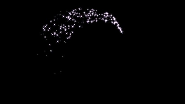 Luxury white glitter sparkle animation, fairy dust, glowing star particles burst, twinkling shimmer line effect, doodle stars motion, black screen background video overlay. 4k loop