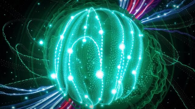 Futuristic Virtual Reality User Controlling Digital Energy